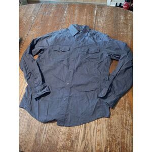 Small Mens Gap Blue Cotton Long Sleeve Button Front Shirt with Collar and Pocket